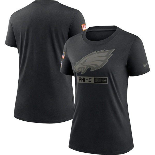 Women's Philadelphia Eagles 2020 Black Salute To Service Performance NFL T-Shirt (Run Small)